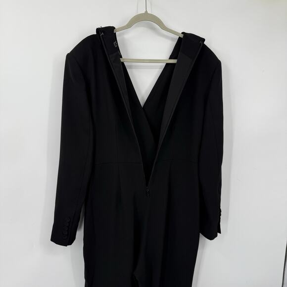 BCBGMAXAZRIA Medium Jumpsuit Long Sleeve Surplice Black Tie Waist Party - Picture 11 of 13